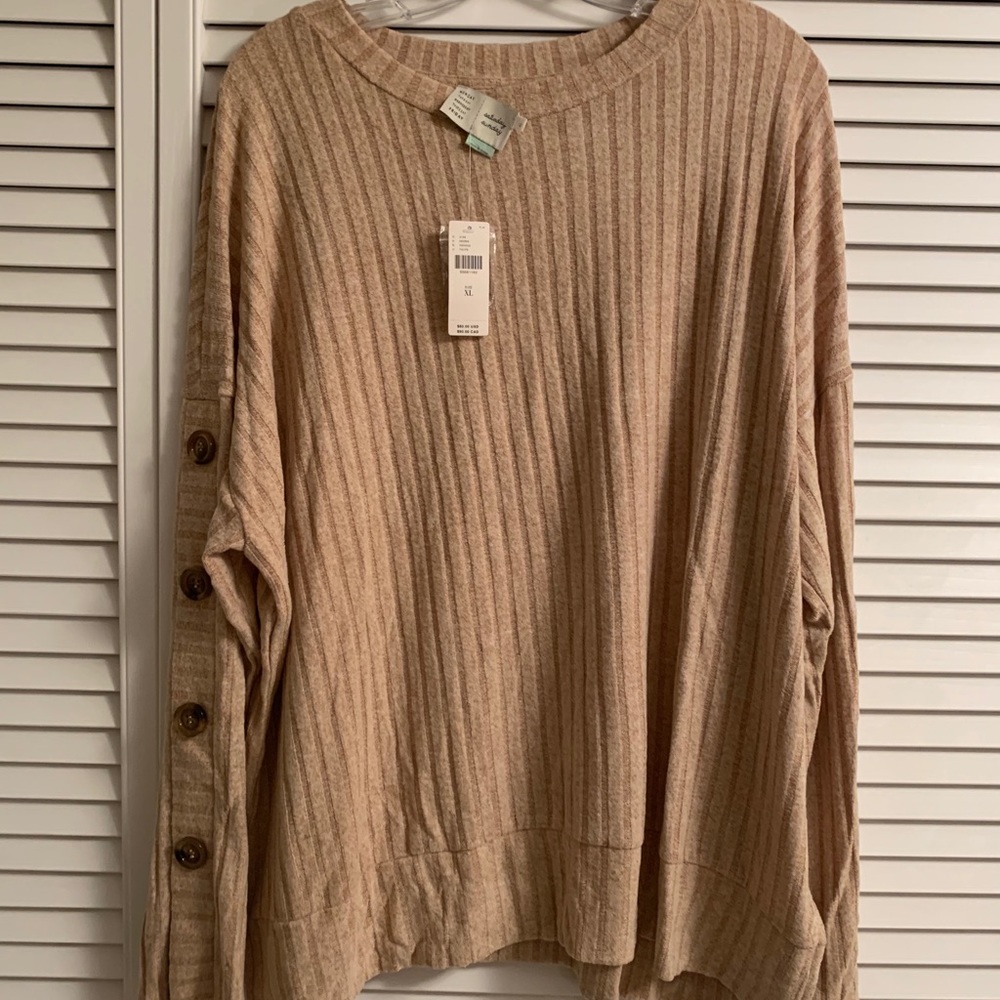 Anthropologie tan sweater size XL